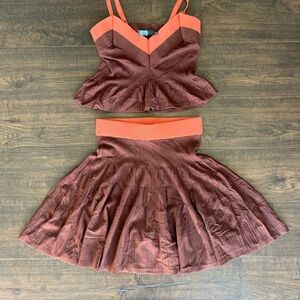 Anthropologie Rust and Chocolate Ribbed Set